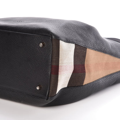 Burberry Grainy Calfskin House Check Medium Maidstone Black 8 of 8