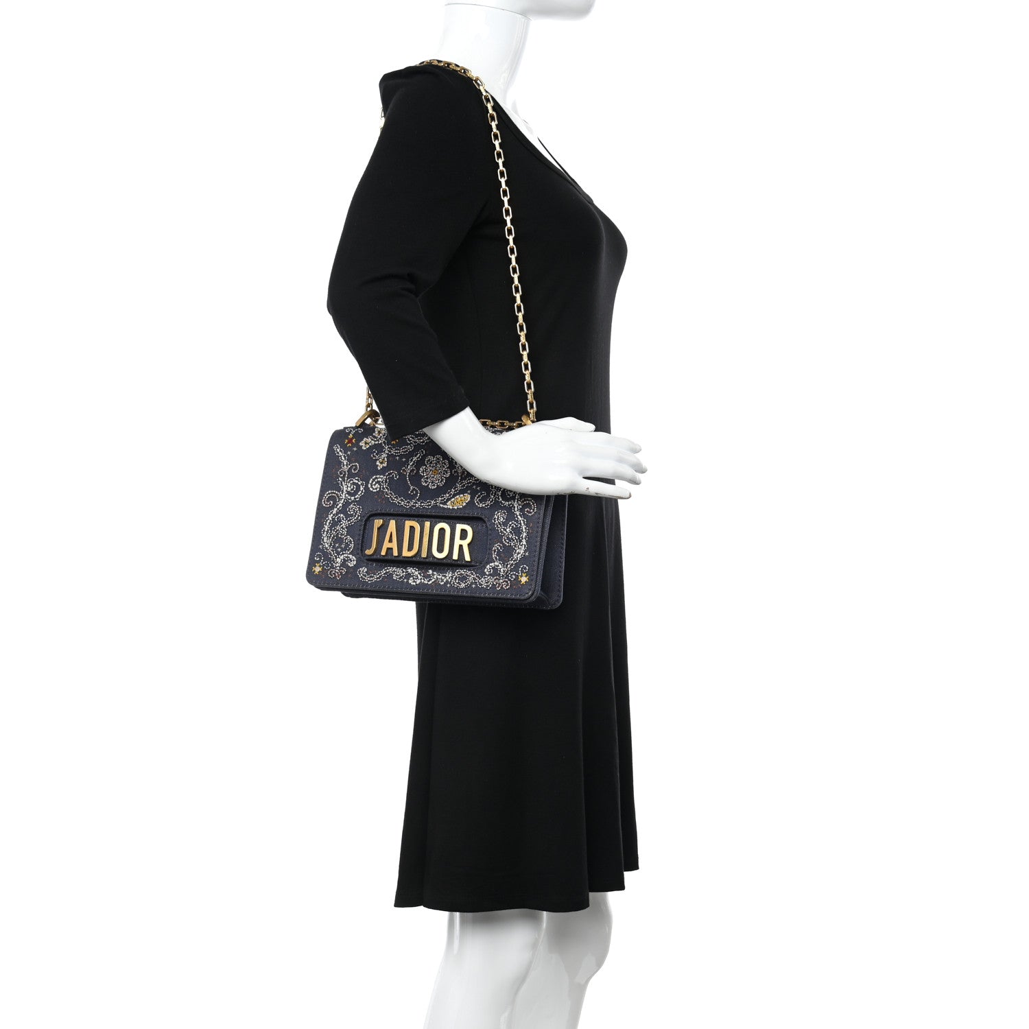 Christian Dior Denim Bead Embroidered J'Adior Chain Flap Bag Blue Multicolor 2 of 11