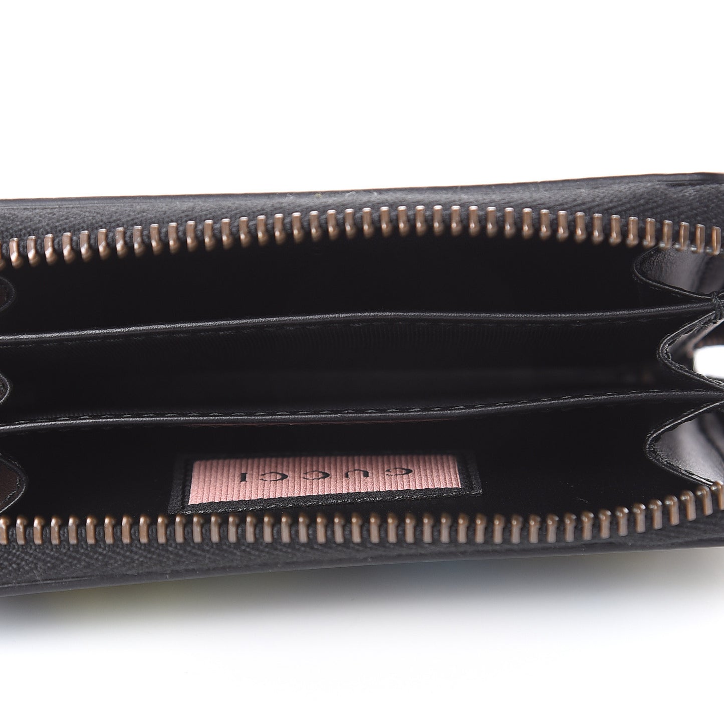 Calfskin GucciGhost Zip Around Card Case Black New Acquamarine
