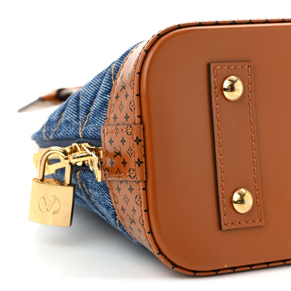 Louis Vuitton Denim Calfskin Reverse Monogram Malletage Alma BB Blue 9 of 10