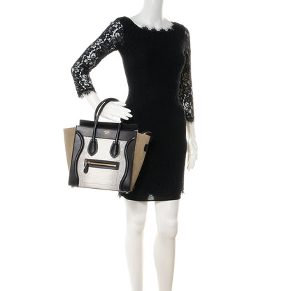 Celine Calfskin Suede Lizard Micro Tri-Color Luggage Taupe 2 of 7