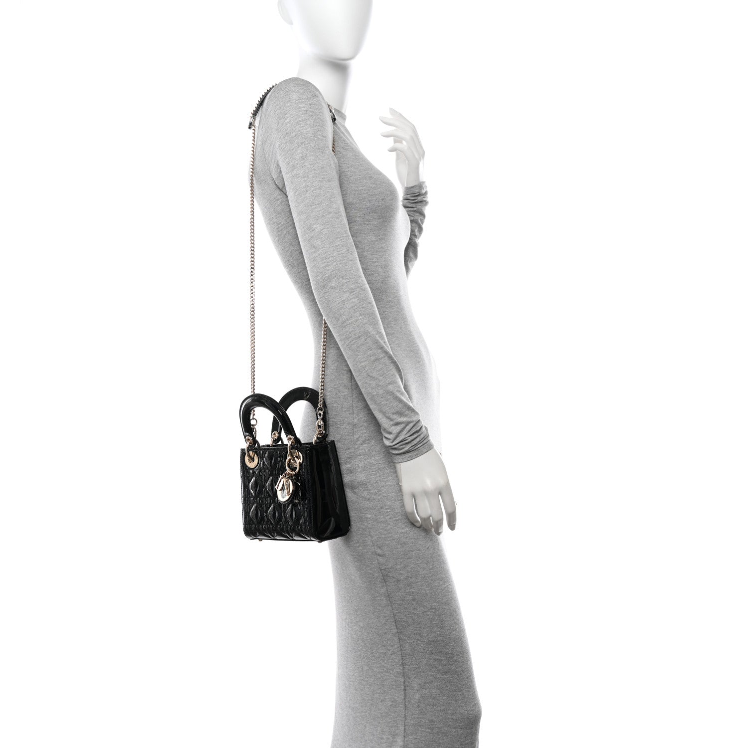 Christian Dior Patent Cannage Mini Lady Dior Black 3 of 10