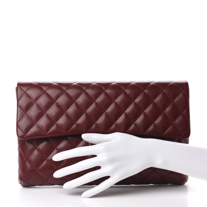Chanel Caviar Quilted Flap Clutch Burgundy 2 of 11