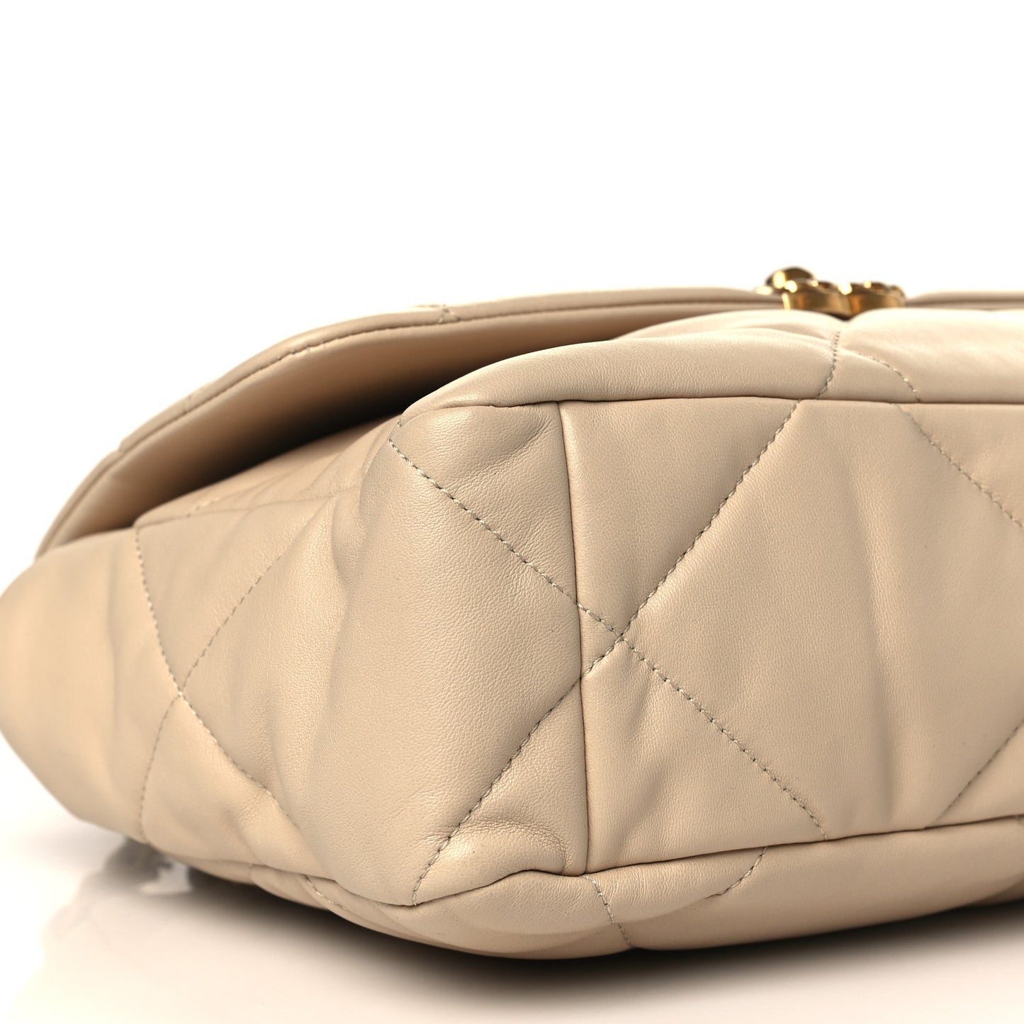 Lambskin Quilted Large Chanel 19 Flap Beige