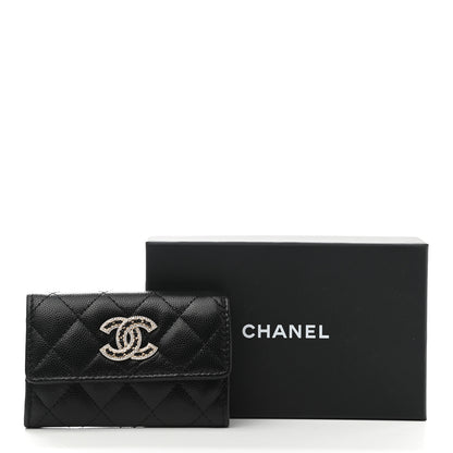 Chanel Caviar Quilted Crystal CC Flap Card Holder Black 9 of 9
