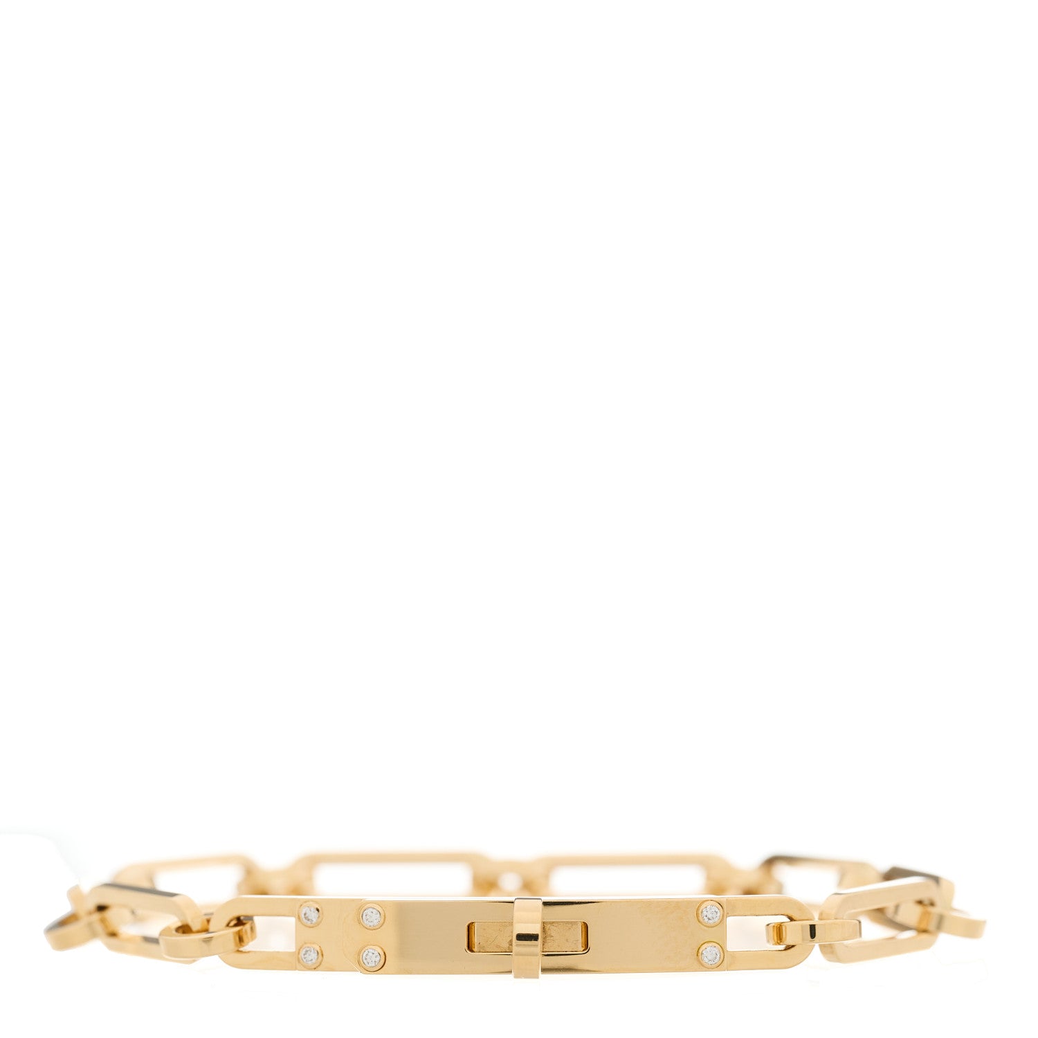 Hermes 18K Yellow Gold Diamond PM Kelly Chaine Bracelet SH 1 of 4