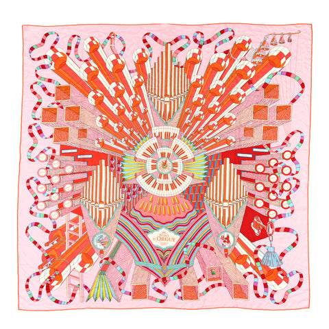 Cashmere Silk Point D'Orgue Shawl 140 Rose Pale Orange Vert