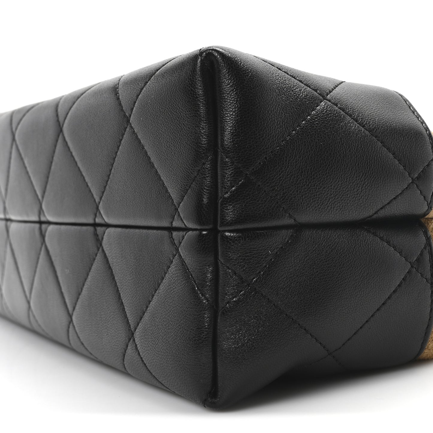 Suede Calfskin Shiny Lambskin Quilted Small Coco Base Shopping Bag Beige Black