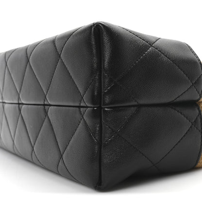 Chanel Suede Calfskin Shiny Lambskin Quilted Small Coco Base Shopping Bag Beige Black 10 of 11