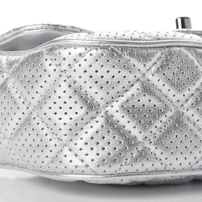 Chanel Metallic Lambskin Perforated Mini Rectangular Flap Silver 9 of 10