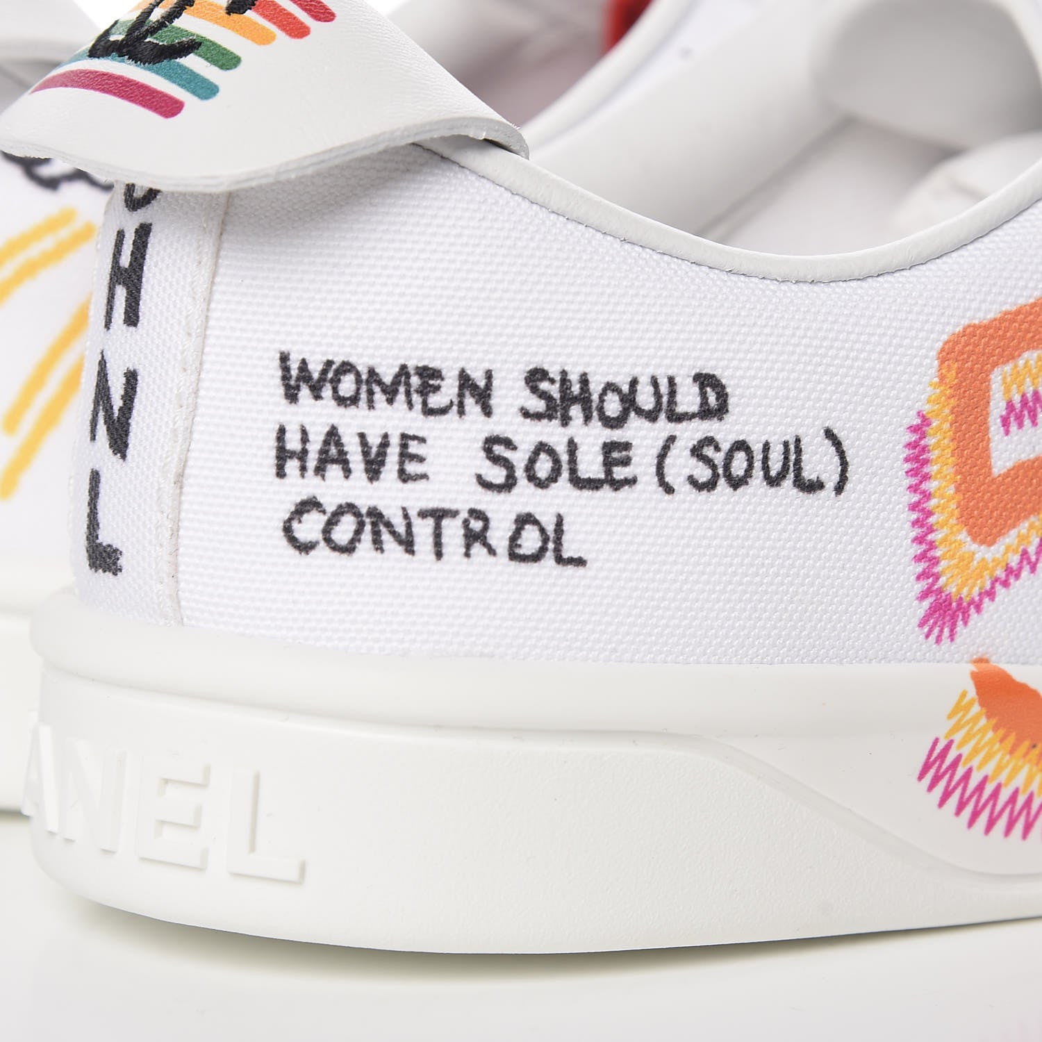 Chanel Canvas Printed Pharrell Sneakers 42 White Multicolor 12 of 17