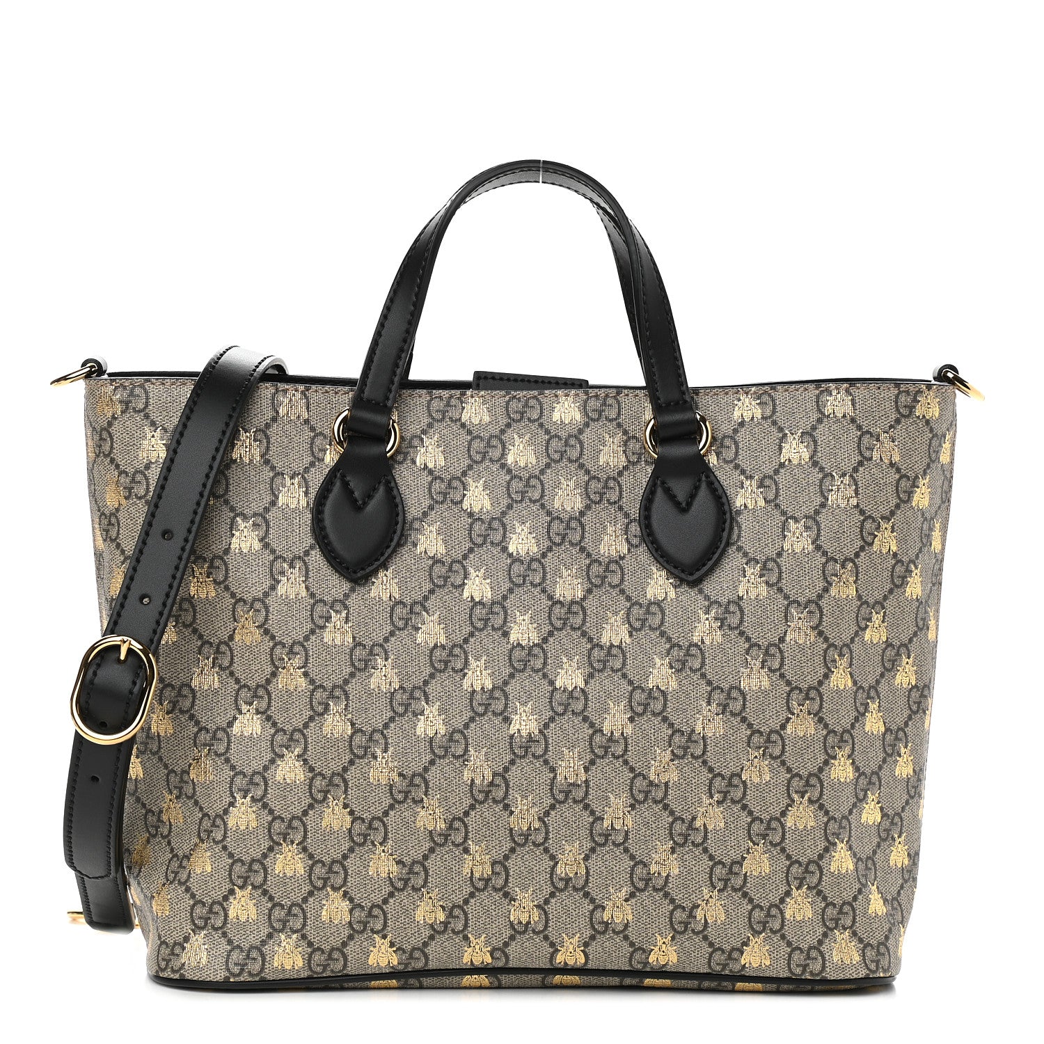 Gucci Soft GG Supreme Monogram Bees Small Crossbody Tote Beige Oro Black 1 of 9
