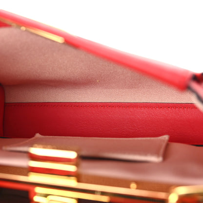 Fendi Vitello Seta Canvas FF Embroidered Mini Peekaboo Iconic Satchel Rosso Cardinale Multicolor 6 of 9