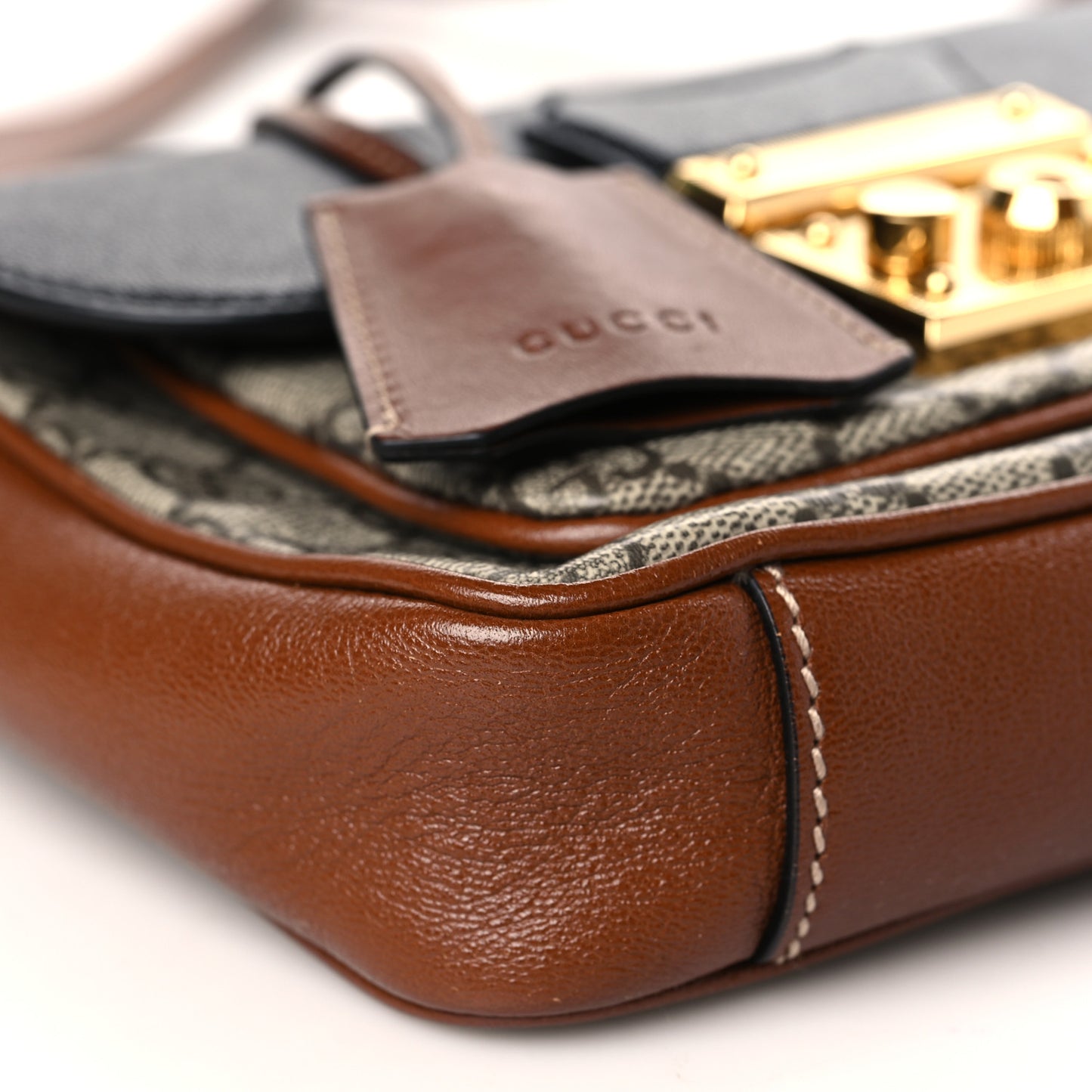 GG Supreme Monogram New Sakai Lux Calfskin Mini Padlock Flap Pocket Shoulder Bag Beige Ebony Black Cuir