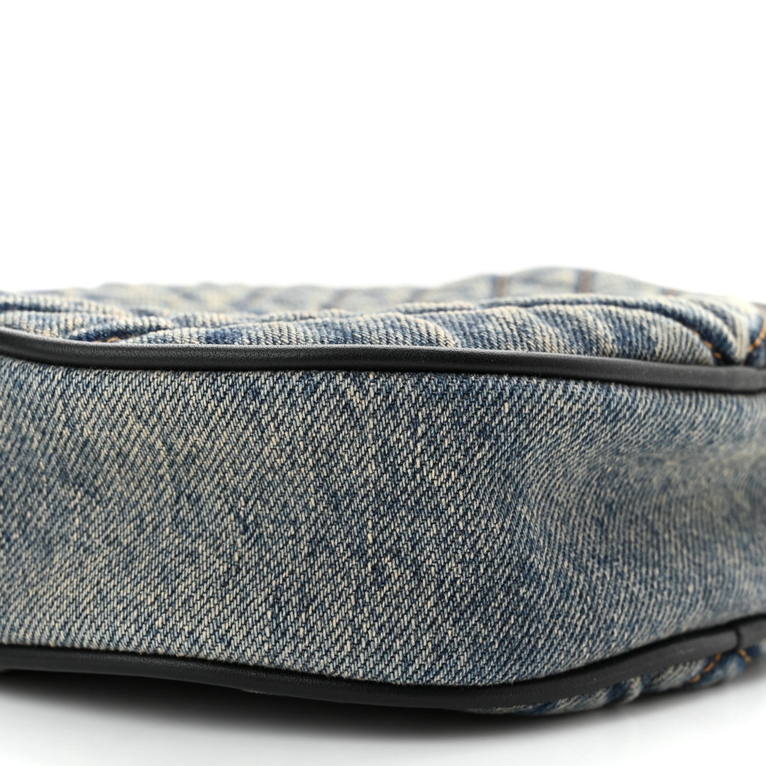 Saint Laurent Denim Quilted Monogram Round Crossbody Bag Rodeo Blue 9 of 10