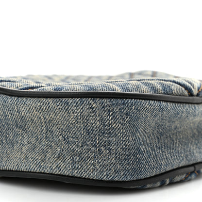 Saint Laurent Denim Quilted Monogram Round Crossbody Bag Rodeo Blue 9 of 10