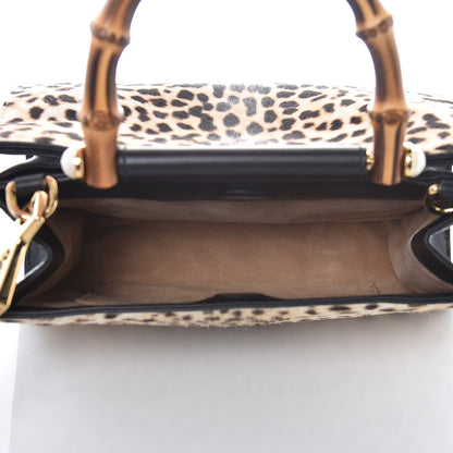 Gucci Calf Hair Bamboo Web Leopard Print Mini Nymphaea Top Handle Bag 6 of 11