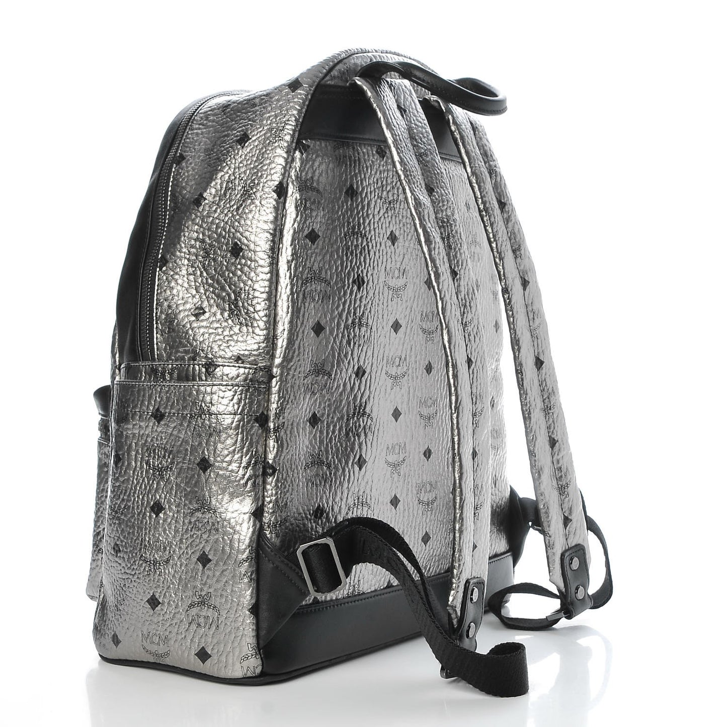 Metallic Visetos Medium Stark Backpack Silver Black