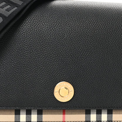 Burberry Grainy Calfskin Vintage Check Note Crossbody Bag Black 7 of 9