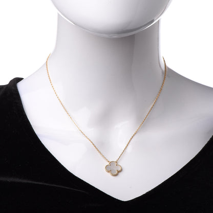 Van Cleef & Arpels 18K Yellow Gold Mother of Pearl Vintage Alhambra Pendant Necklace 2 of 7