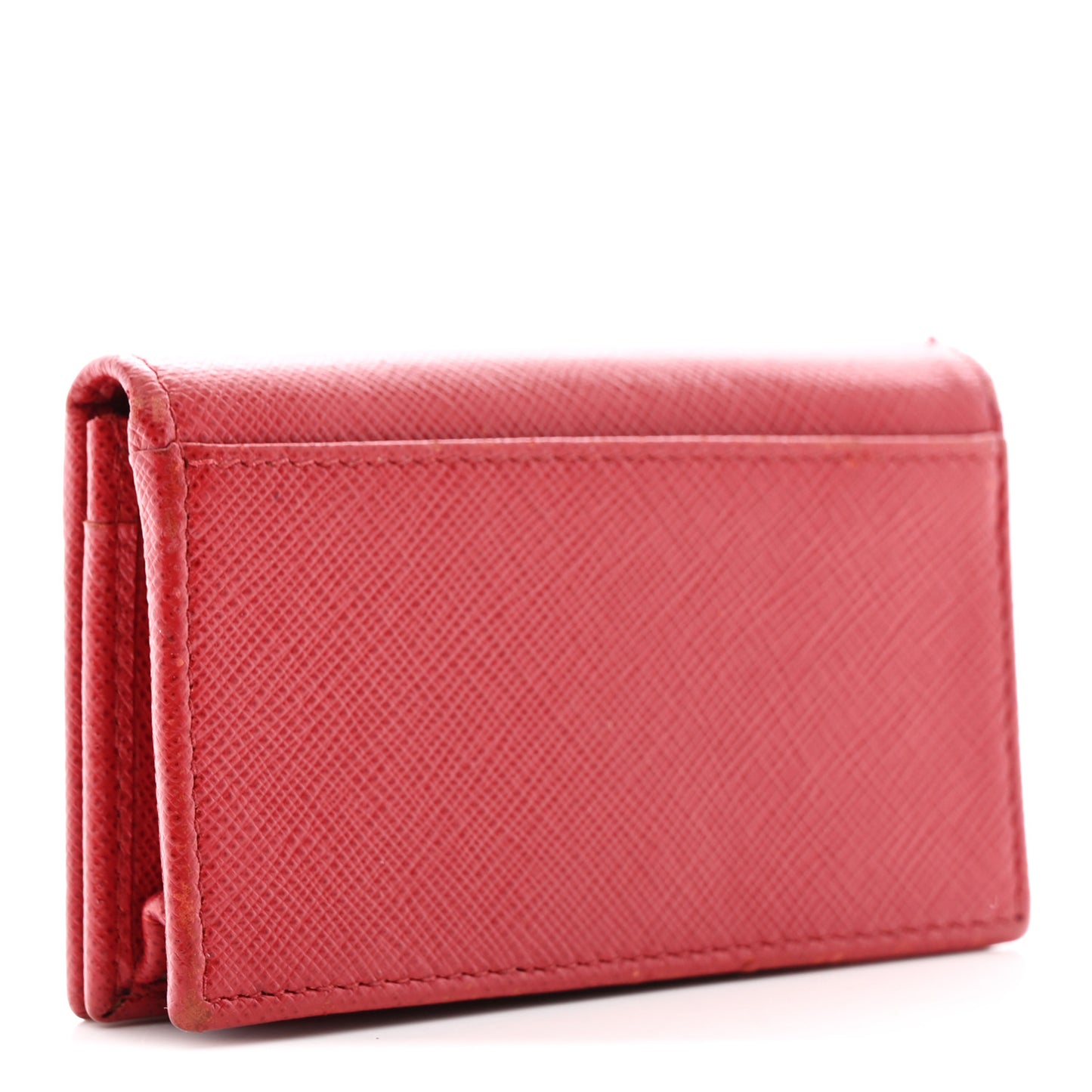 Saffiano Metal Bi-Fold Card Holder Wallet Fuoco