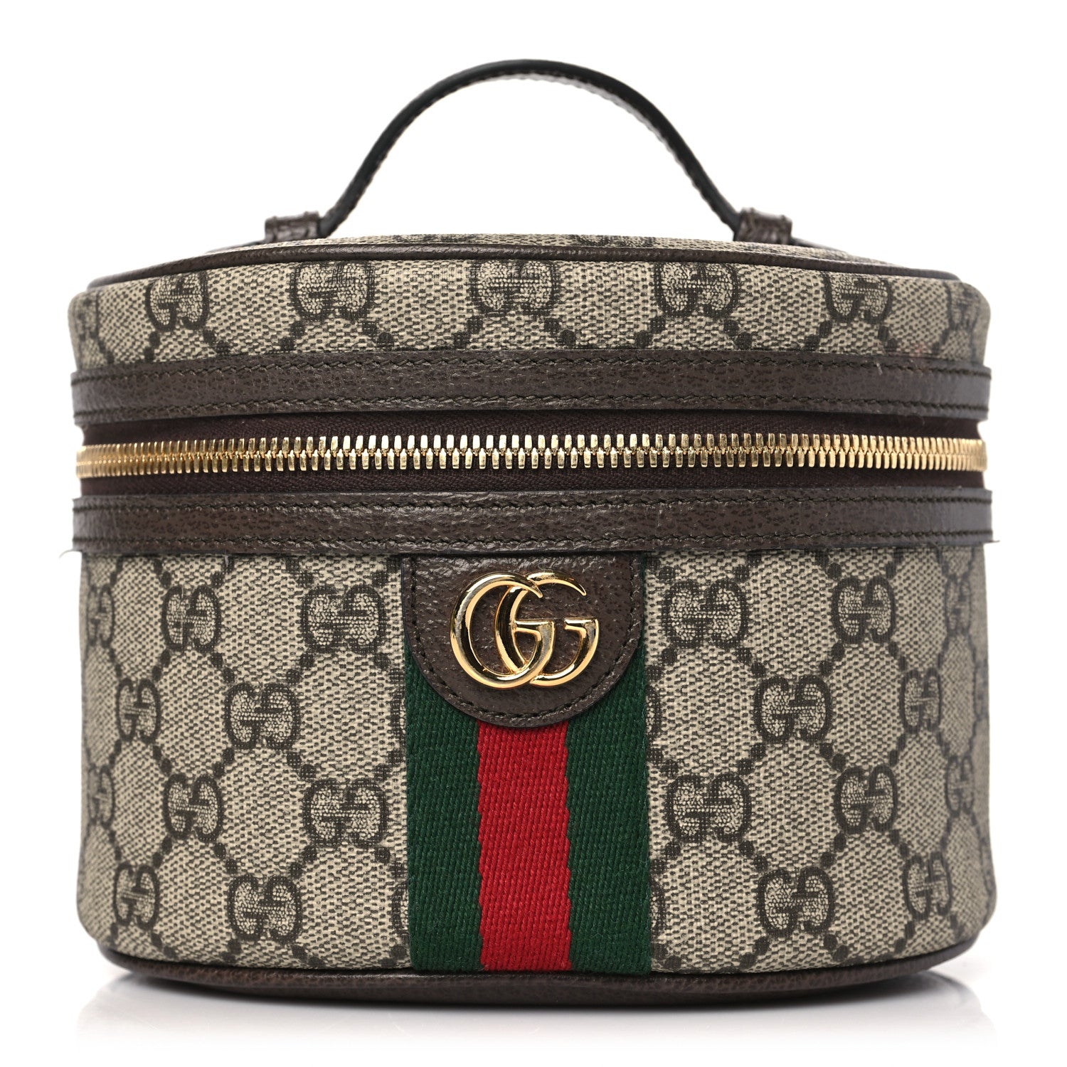 Gucci GG Supreme Monogram Textured Calfskin Web Ophidia Vanity Cosmetic Case Beige Ebony New Acero 1 of 15
