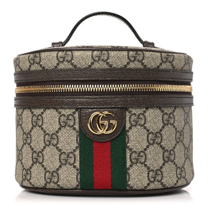 Gucci GG Supreme Monogram Textured Calfskin Web Ophidia Vanity Cosmetic Case Beige Ebony New Acero 1 of 15