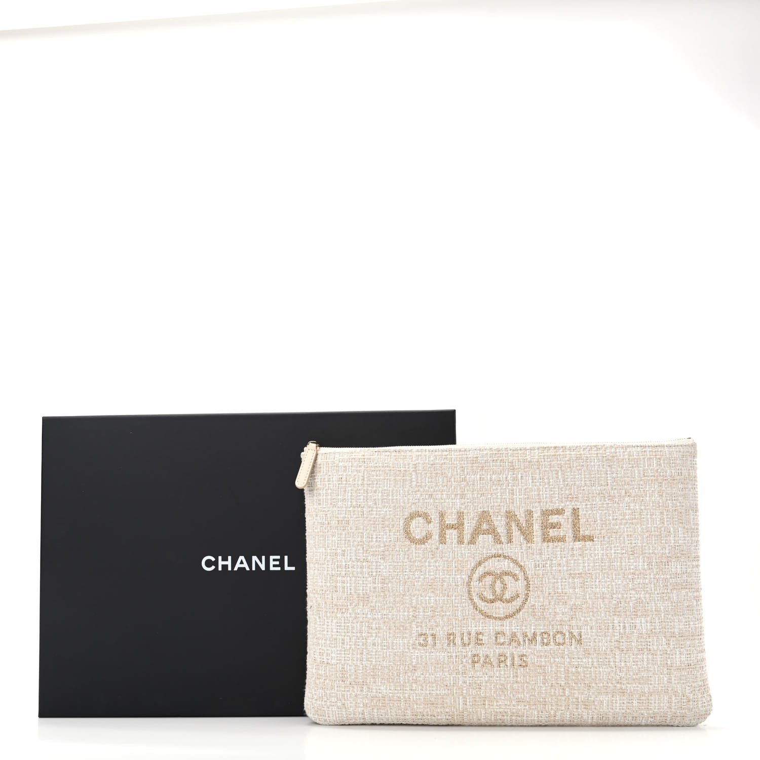 Chanel Canvas Medium Deauville Cosmetic Pouch Light Beige 8 of 8