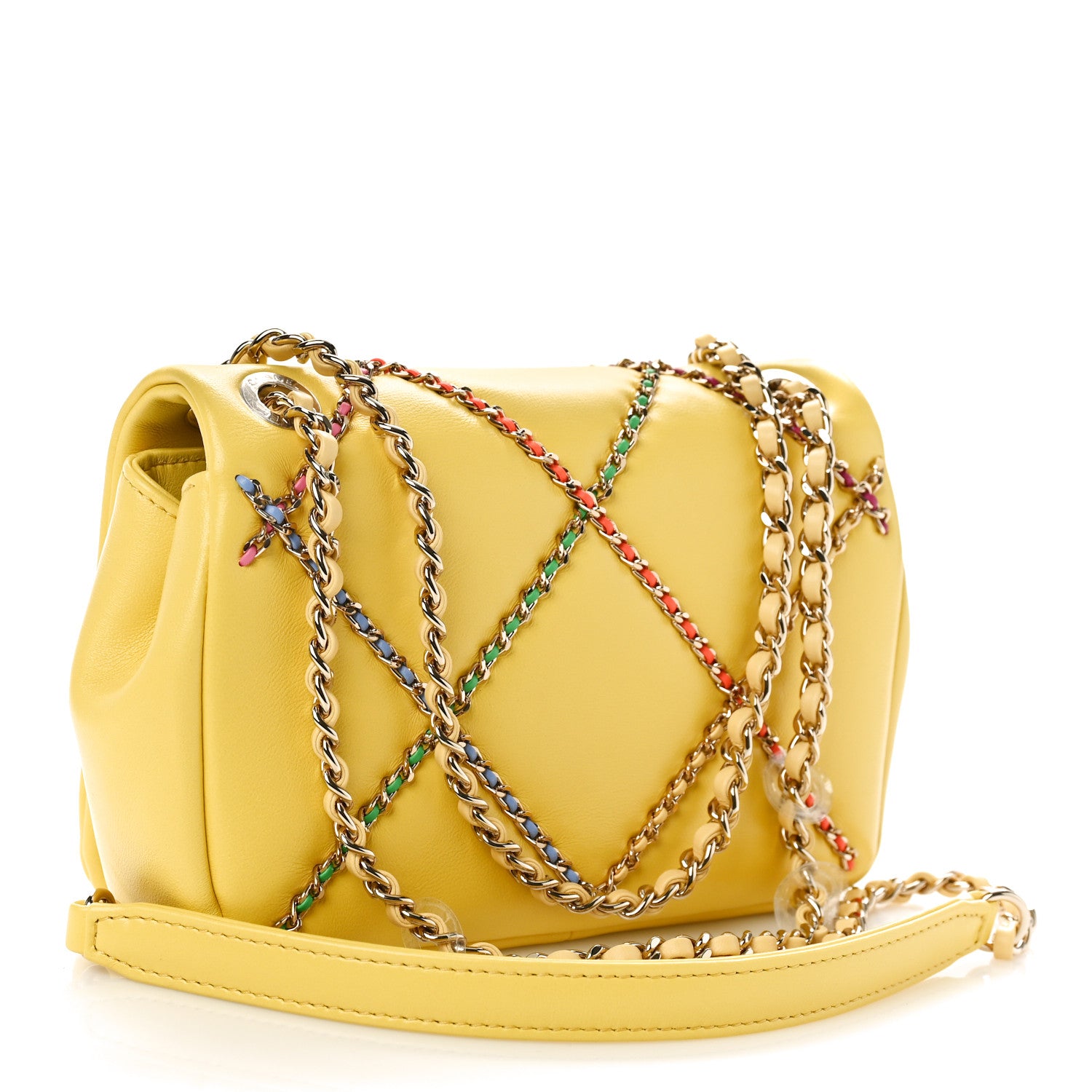 Chanel Lambskin Small Entwined Chain Flap Yellow Multicolor 2 of 9