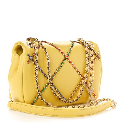 Chanel Lambskin Small Entwined Chain Flap Yellow Multicolor 2 of 9