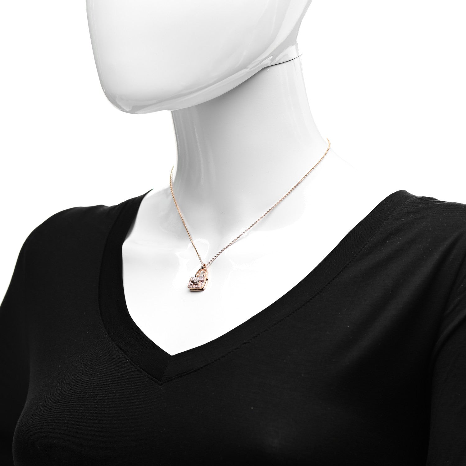 Hermes 18K Rose Gold Diamond Constance Amulettes Pendant Necklace 2 of 6