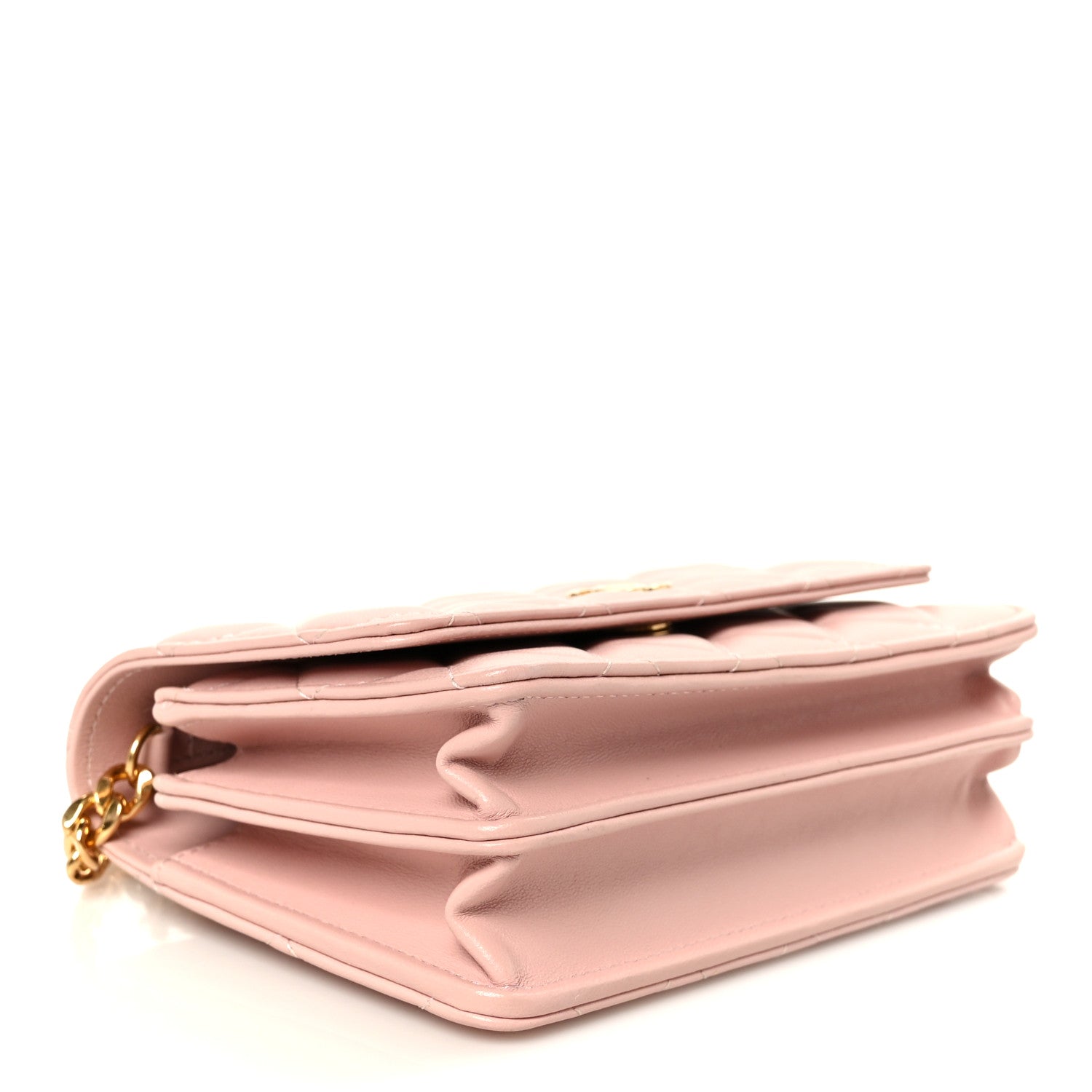 Chanel Lambskin Quilted CC Pearl Enamel Clutch on Chain WOC Light Pink 4 of 11