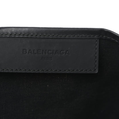 Balenciaga Cotton Canvas Calfskin M Navy Cabas Natural Black 7 of 11