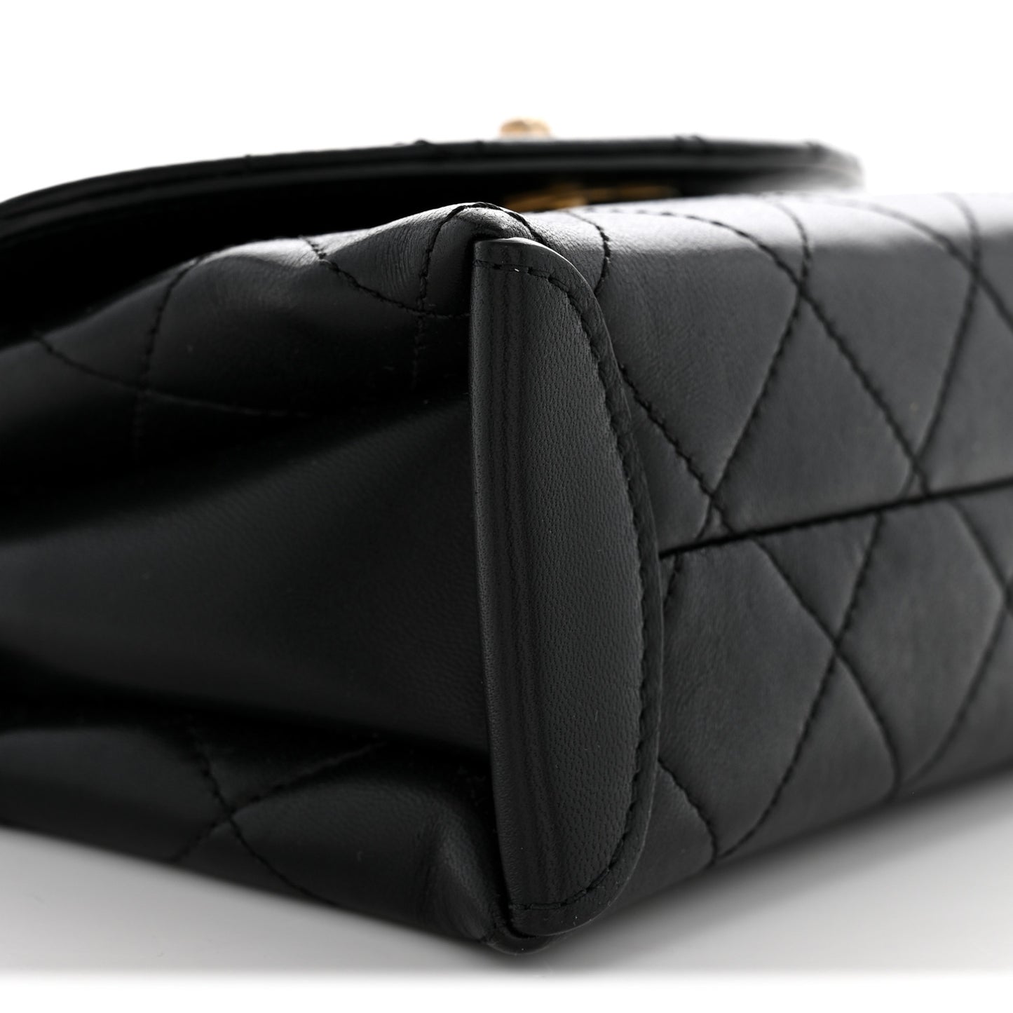 Lambskin Quilted Small Trendy Spirit Top Handle Bag Black