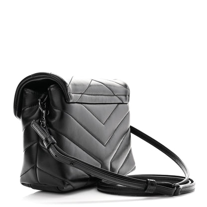Saint Laurent Calfskin Y Quilted Monogram Toy Loulou Crossbody Bag Black 3 of 10