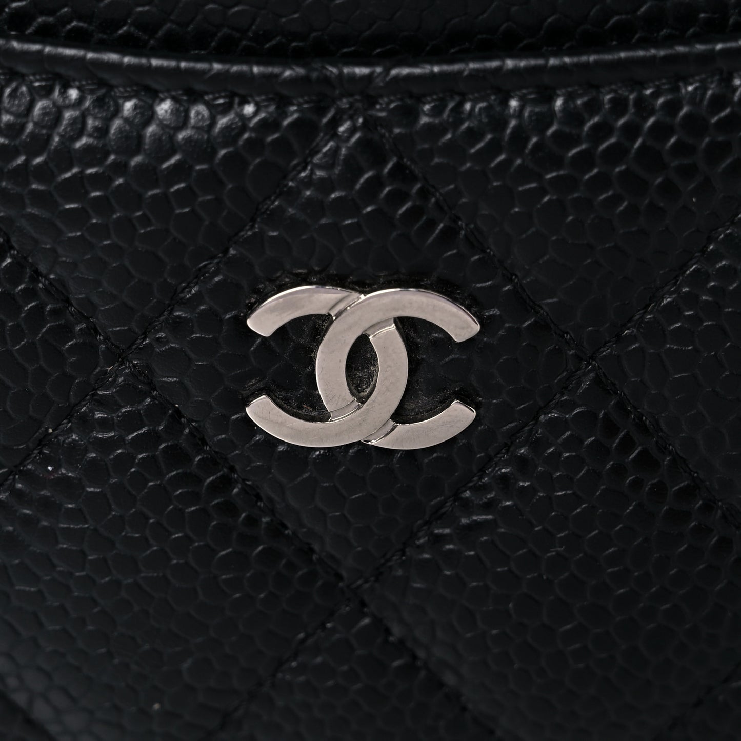 Caviar Quilted Card Holder Black