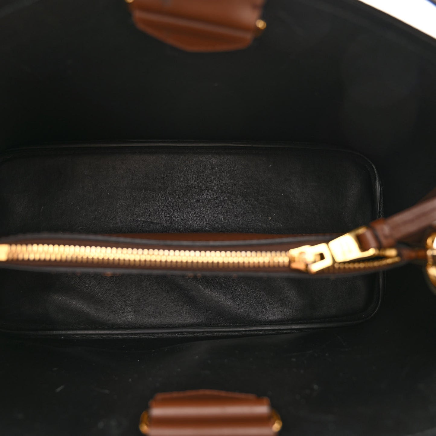 Saffiano Cuir Calfskin Matinee Tote Cognac Black