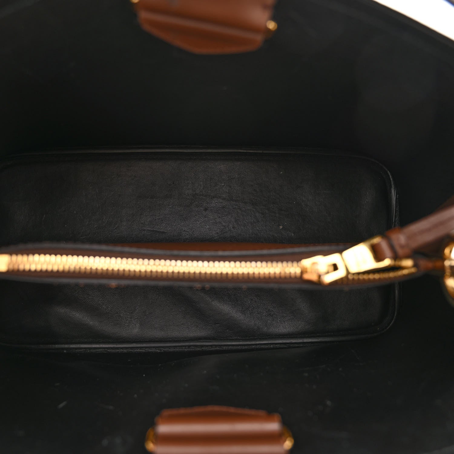 Prada Saffiano Cuir Calfskin Matinee Tote Cognac Black 5 of 11