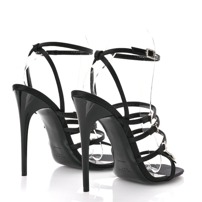 Saint Laurent Crepe Satin Crystal Logo Jerry 110 Ankle Strap Sandals 38.5 Black 5 of 8