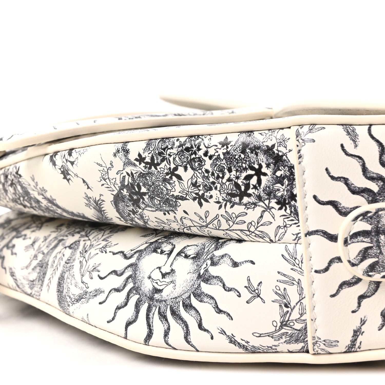 Christian Dior Calfskin Le Soleil Print Saddle Bag With Strap White Black 10 of 10