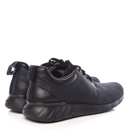 Louis Vuitton Calfskin Mesh Damier Fastlane Low Sneakers 10 Black 4 of 13