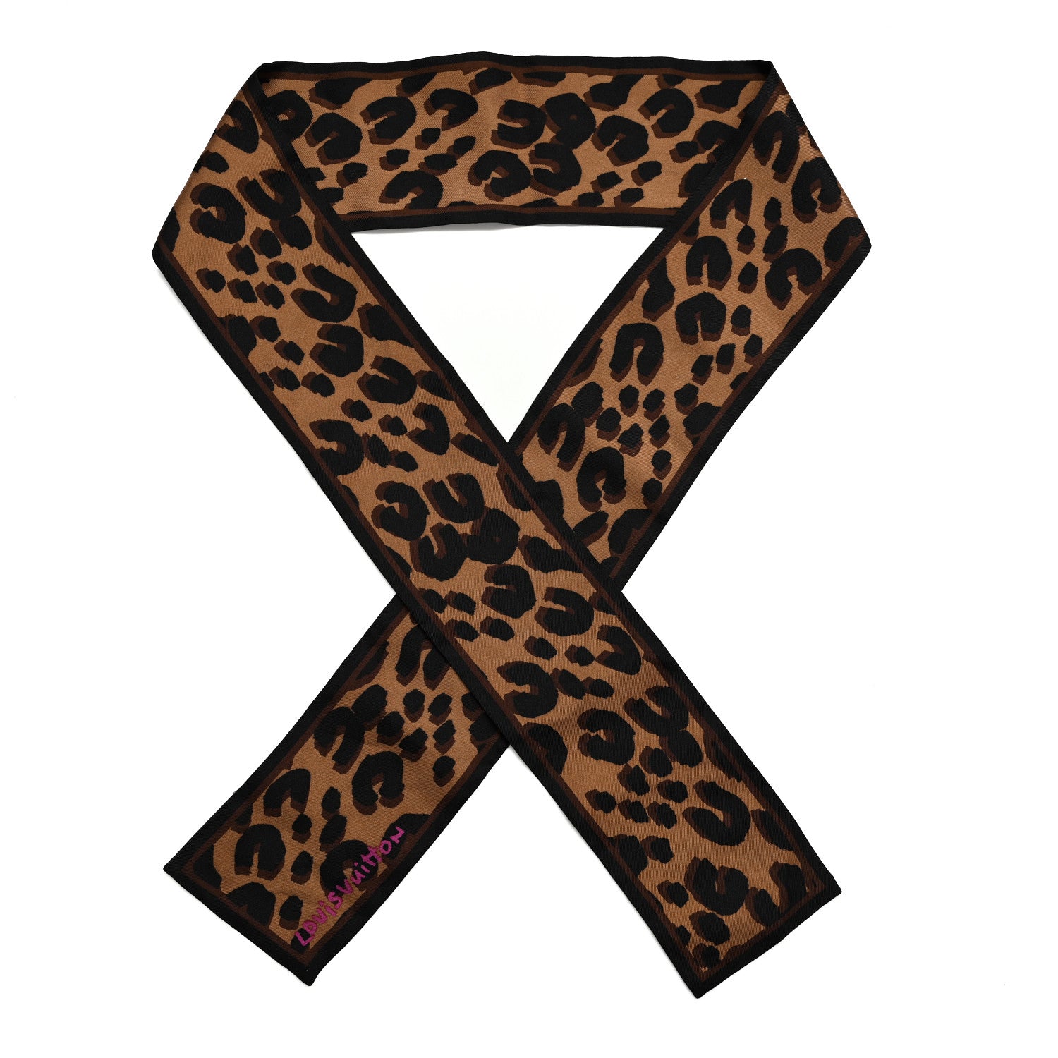 Louis Vuitton Silk Leopard Bandeau Scarf Marron 1 of 4