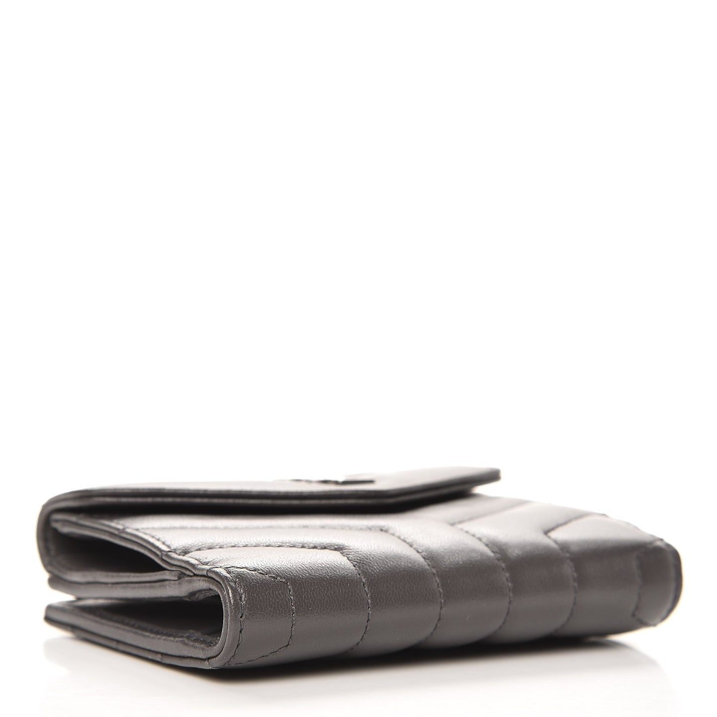 Lambskin Y Quilted Monogram Compact Loulou Wallet Asphalt