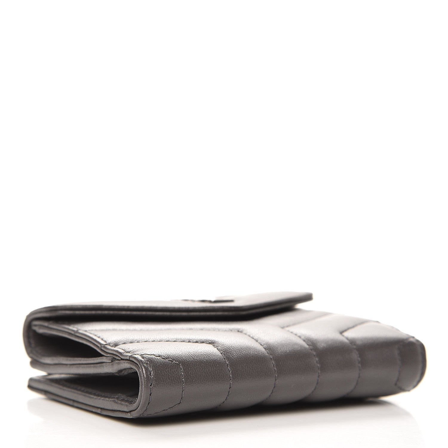 Saint Laurent Lambskin Y Quilted Monogram Compact Loulou Wallet Asphalt 4 of 8