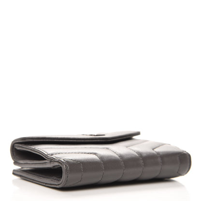Saint Laurent Lambskin Y Quilted Monogram Compact Loulou Wallet Asphalt 4 of 8