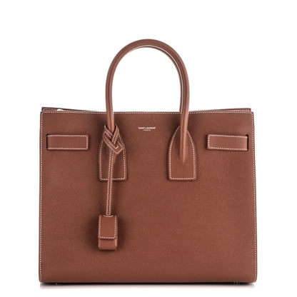 Saint Laurent Grained Calfskin Topstitch Small Sac De Jour Cognac 7 of 8