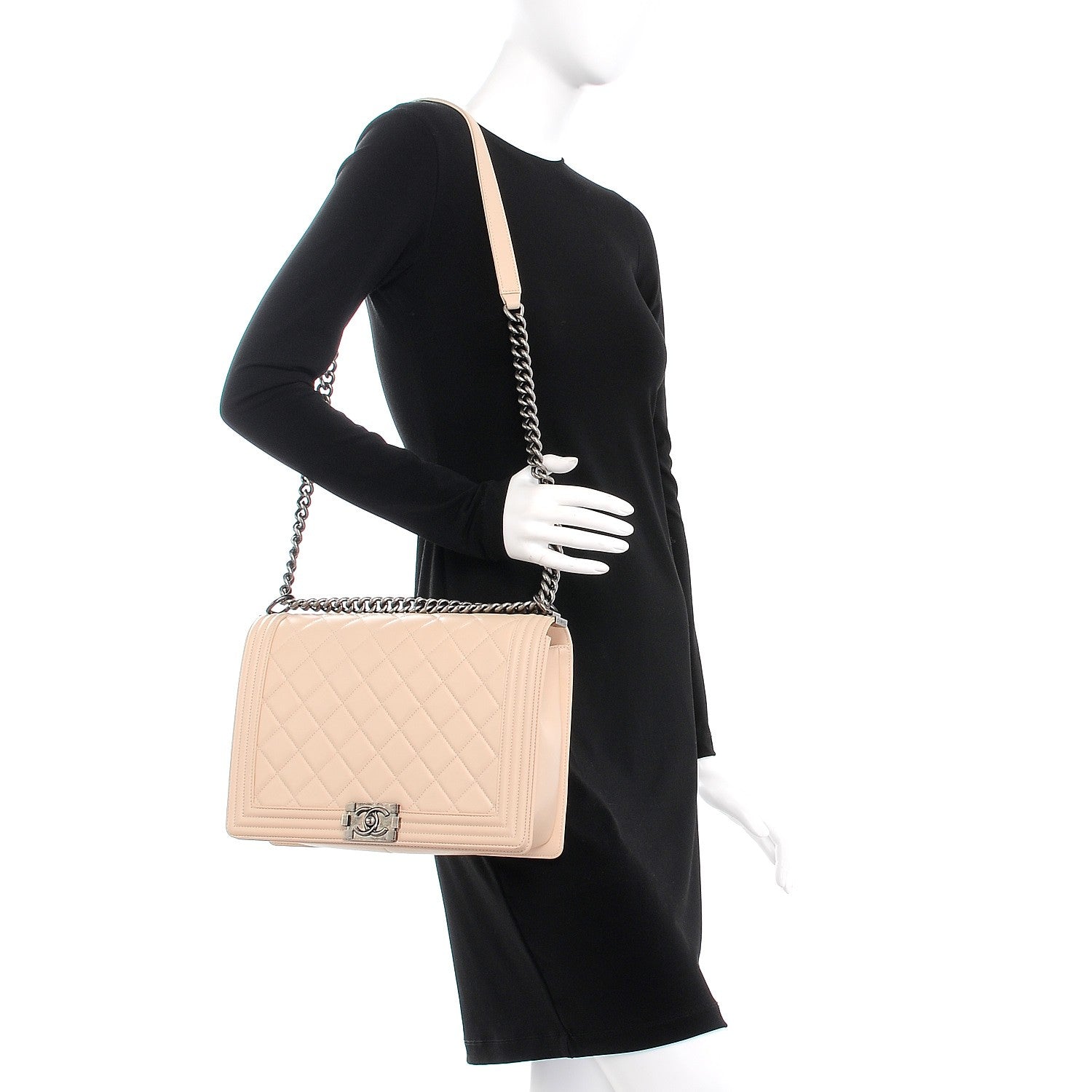Chanel Calfskin Quilted Large Boy Flap Beige 2 of 12