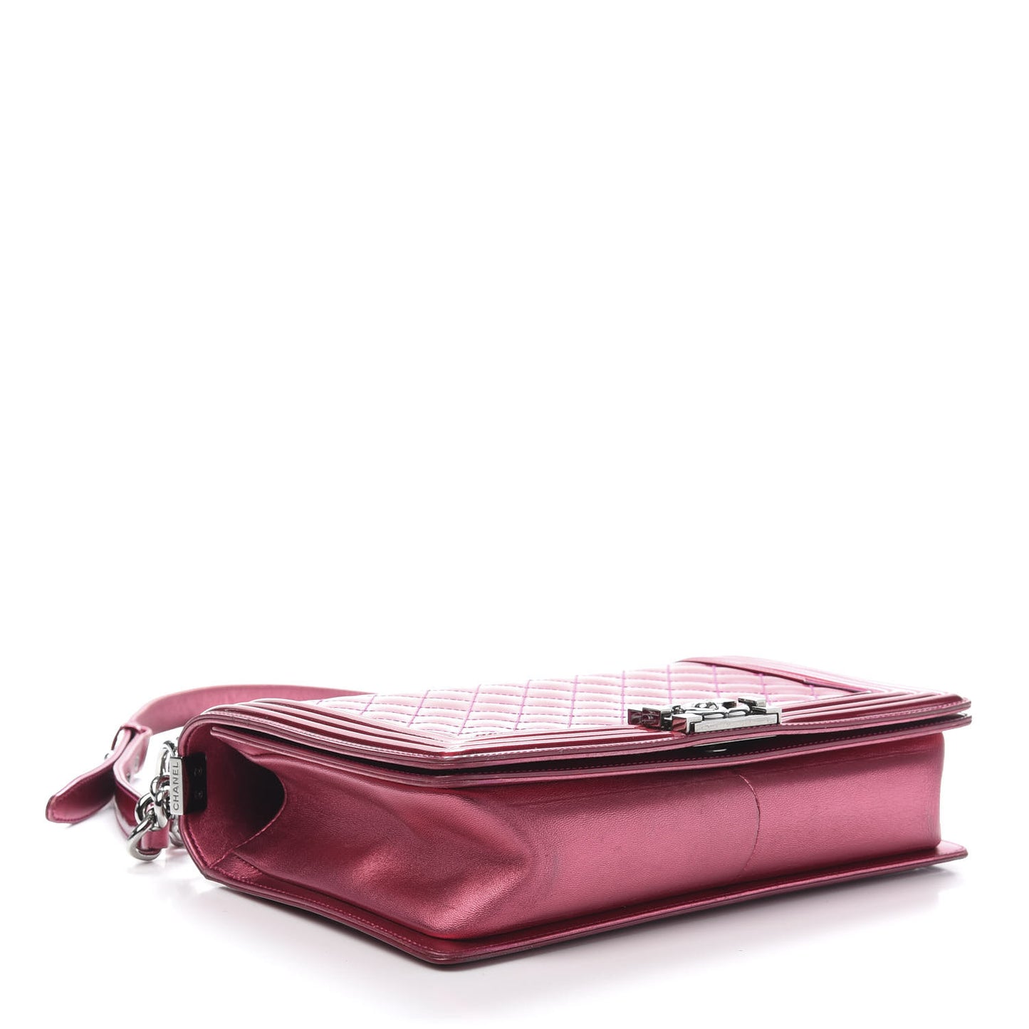 Metallic Patent Quilted New Medium Boy Flap Fuchsia