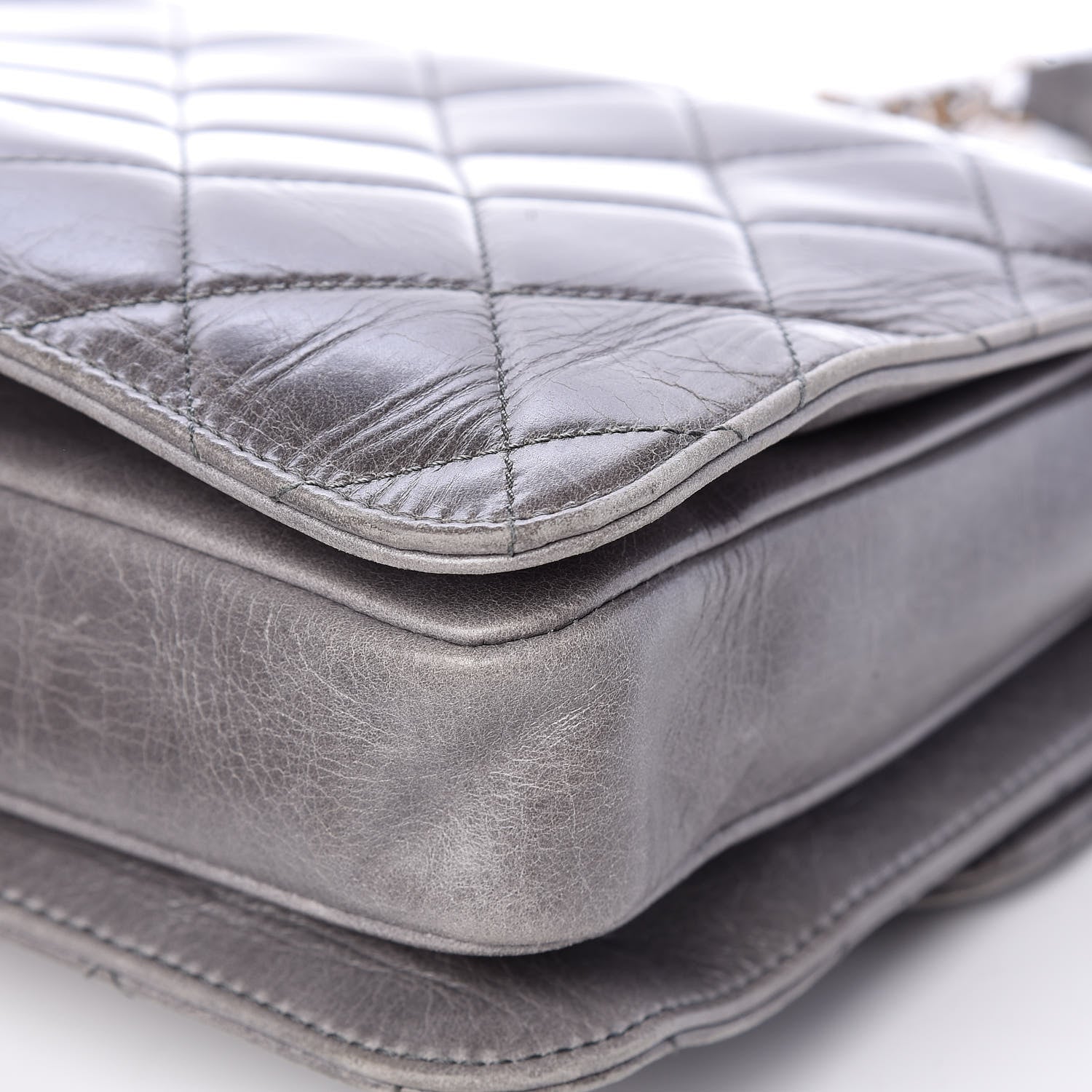Chanel Glazed Calfskin Quilted Large Perfect Edge Flap Grey 14 of 17