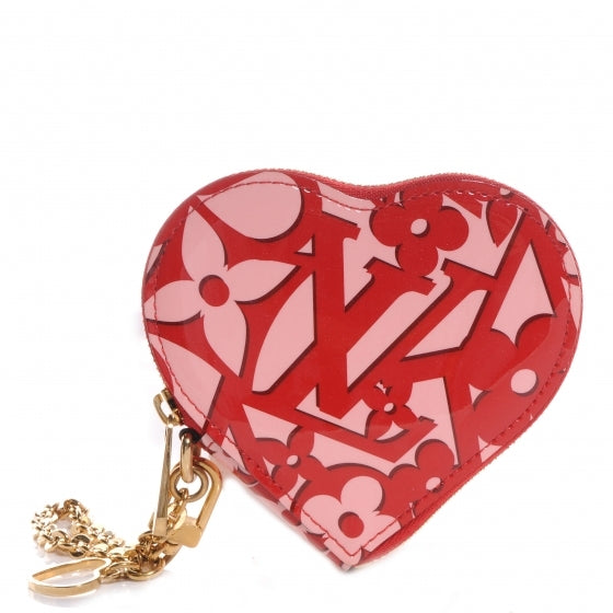 Patent Sweet Monogram Coeur Heart Coin Purse Pomme D'Amour